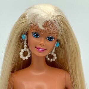 Barbie Doll Pearl Beach Vintage 1997 Superstar w Earrings Long Blonde Hair Nude